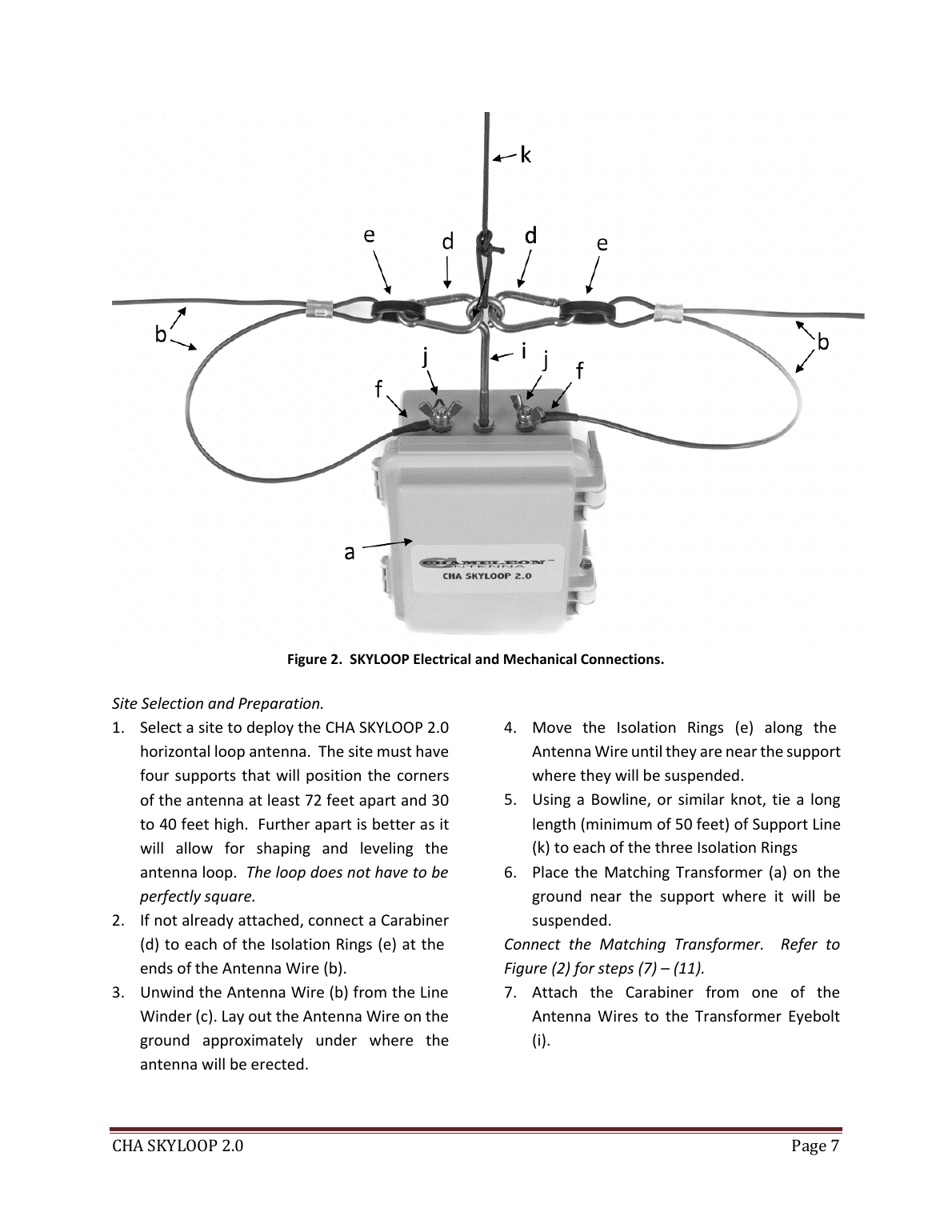 Official CHA SKYLOOP 2.0 user-guide page showing the loop connection and site-planning reference