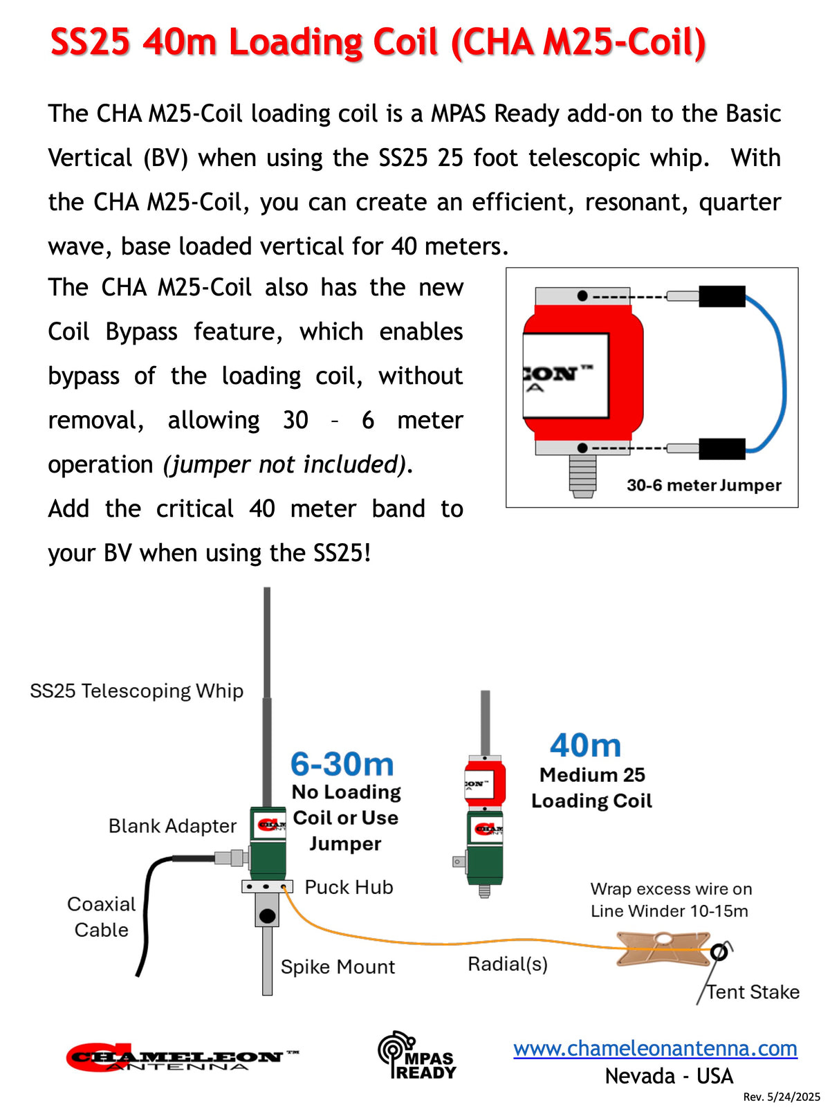 CHA M25-COIL 11 µH Loading Coil – Chameleon Antenna