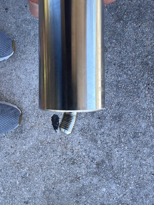 Damage example: bent CHA CFM-34 HD base stud after the required collar was omitted